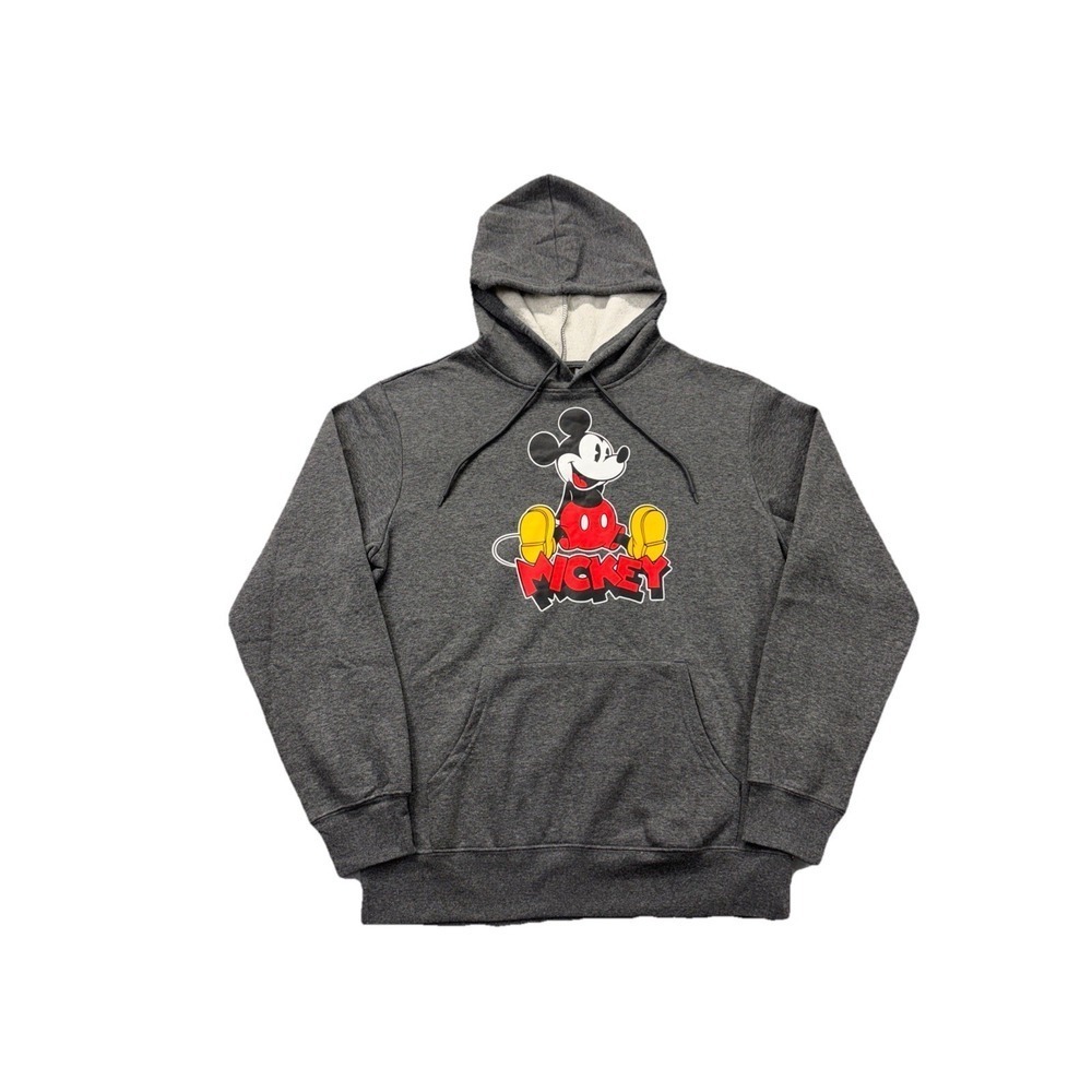 Disney Mickey Mouse hoodie men's medium grey logo Polyester Blend Soft oversized